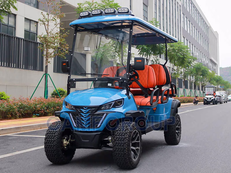 6-persoons blauwe elektrische golfkar